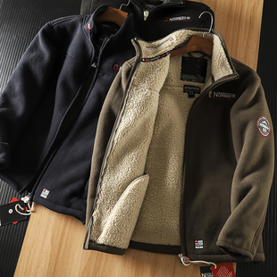 大码 360度保暖 抓绒衫 户外男士 立领加绒加厚保暖外套 出口挪威