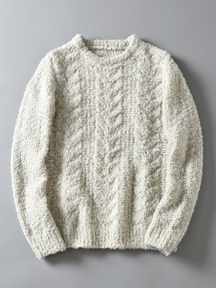 男士慵懒风提花圆领针织衫毛衣