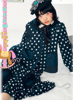 乐饿乐 从迷你到大波点收皱海军领抽褶半身裙套装