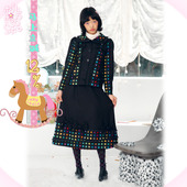 乐饿乐 昭和电子彩盘蝴蝶结西服材质裙套装