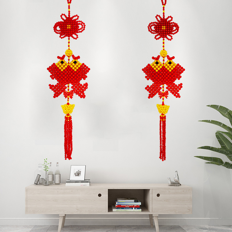 串珠富贵双鱼中国结装饰大挂件