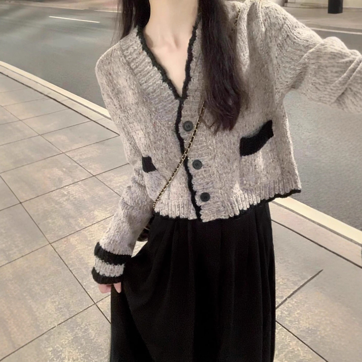 开浅秋冬季天韩系御姐毛衣穿搭配一整套高级感连衣裙子两件套装