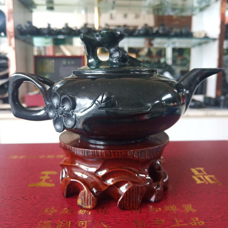 酒泉夜光杯祁连墨玉甘肃特产茶杯酒杯茶壶酒壶天然玉石艺术品包邮