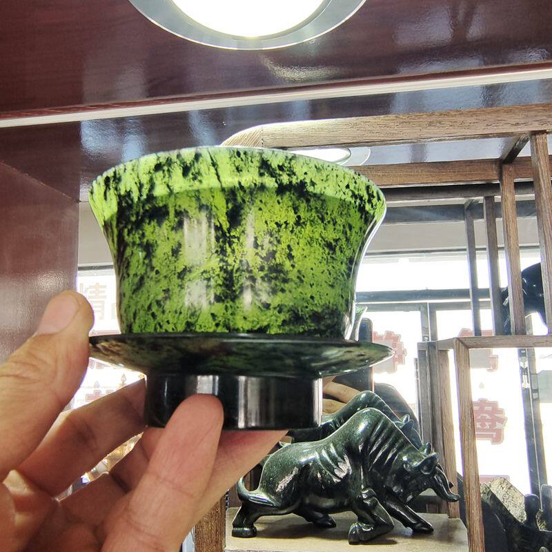 酒泉夜光杯墨玉三才盖碗单个功夫茶具家用茶碗鸳鸯玉泡茶三炮台