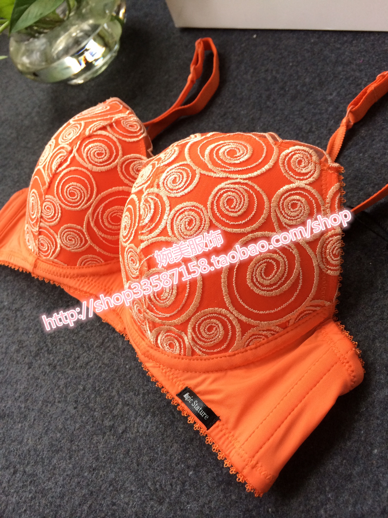 现货 81313 刺绣橙色 天蓝色原创设计 文胸