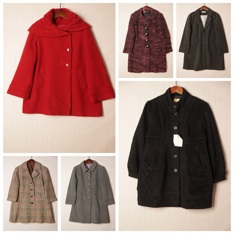秋冬Vintage复古知性淑女纯色单双排扣中长款大衣  D51