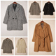 秋冬Vintage复古英伦风拼接色毛呢子大衣 D73
