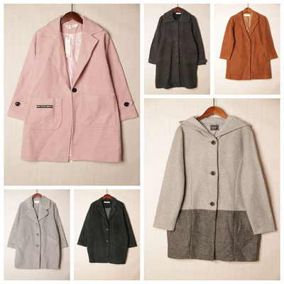 英伦风拼接色羊毛呢子大衣