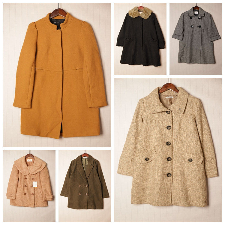 秋冬Vintage复古知性淑女纯色单双排扣中长款大衣  D59