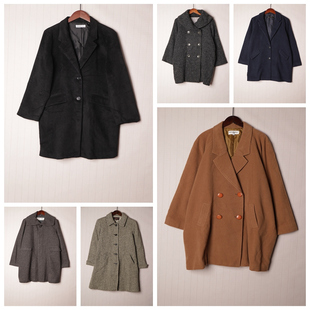 秋冬Vintage日韩复古毛呢外套羊毛中长款 D02 大衣