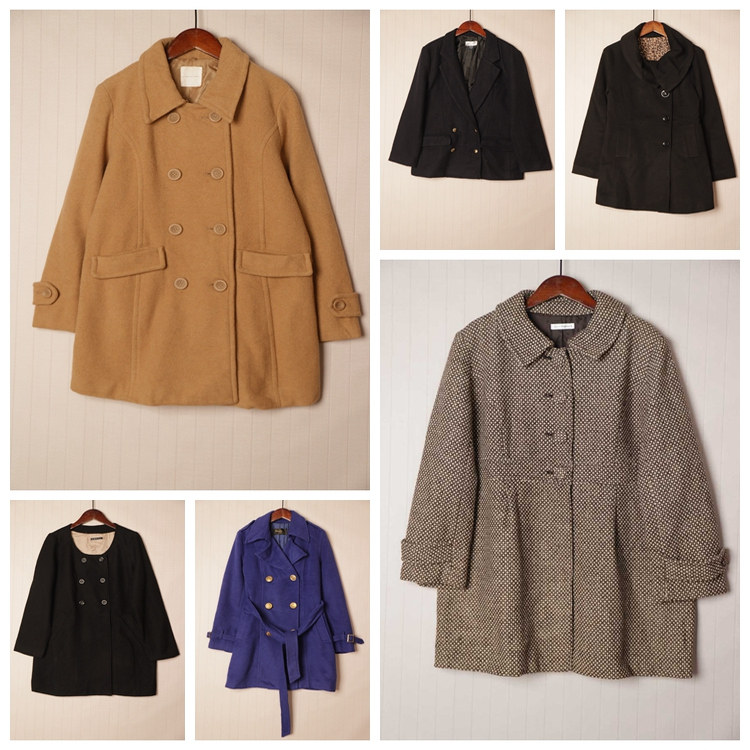 英伦风拼接色羊毛呢子大衣