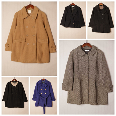 英伦风拼接色羊毛呢子大衣