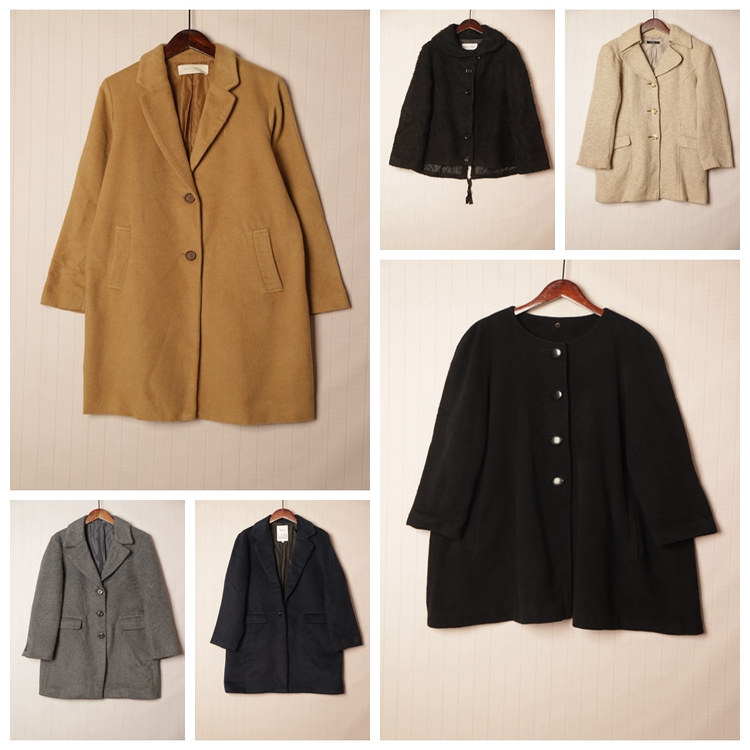 秋冬Vintage复古知性淑女纯色单双排扣中长款大衣  D44
