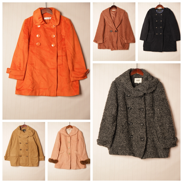 英伦风拼接色羊毛呢子大衣