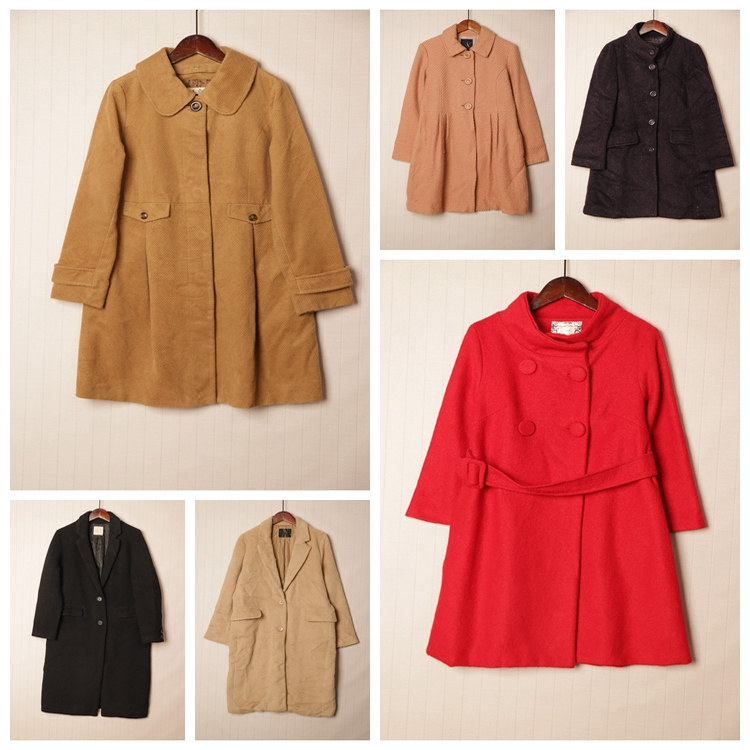 秋冬Vintage复古知性淑女纯色单双排扣中长款大衣  D45