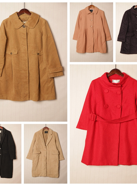 秋冬Vintage复古知性淑女纯色单双排扣中长款大衣  D45