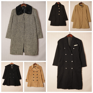 D82 需自配腰带 秋冬Vintage复古日制文艺女青年毛呢大衣 多色