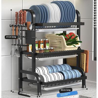 3-Tier Dish Drying Rack Kitchen Supplies Shelf Utensils
