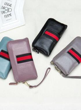 Fashion Genuine Leather Women Clutches Bags Lady Zipper Hand