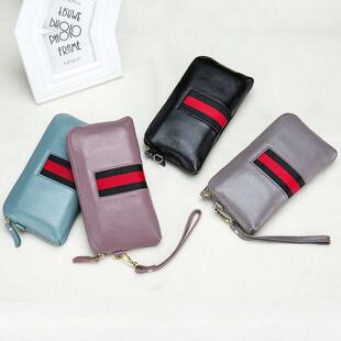 Fashion Genuine Leather Women Clutches Bags Lady Zipper Hand