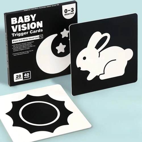 Black White High Contrast Card Baby Vision Stimulation Cards
