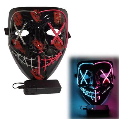 Glow mask left and right two-color Halloween LED mask scary