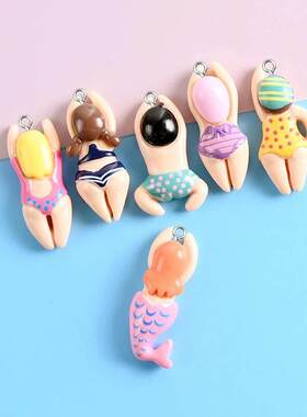 10pcs Funny Swimming Sportsman Resin Earring Charms DIY Hair