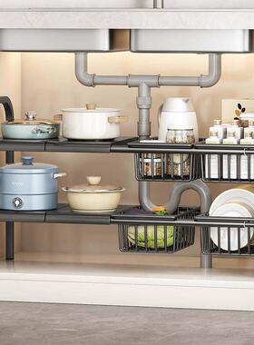 kitchen accessories Multi-layer pot storage rack Layering in