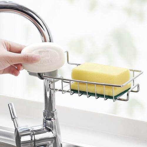 stainless steel tap draining storage rack sink shelf kitchen