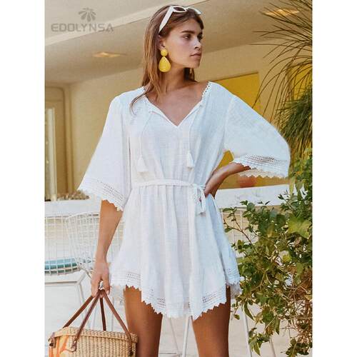 Beach dress Saida de Praia Cotton Beach Cover up Kaftan Beac