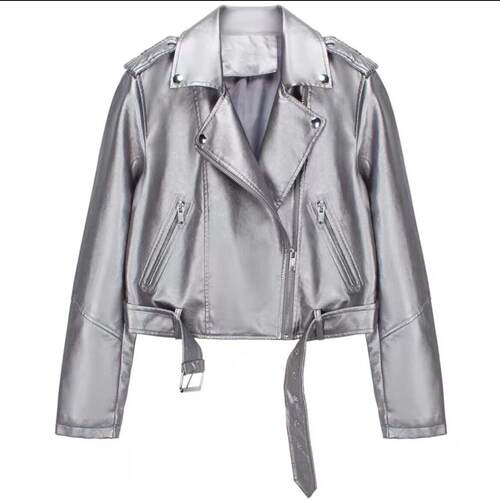 Small leather jacket female short spring and fall 皮夹克外套