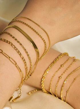 Gold Color Bracelet Stainless Steel Twist Cuban Chain Bracel