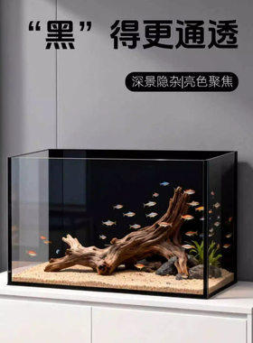 超白玻璃桌面加宽水族缸客厅小型生态乌龟箱水草缸中型金鱼缸