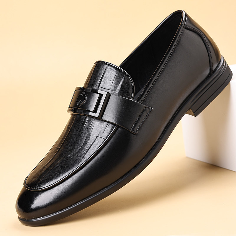 男鞋2026春季新款真皮透气商务正装休闲皮鞋一脚蹬男士尖头乐福鞋,流行男鞋,休闲皮鞋,淘宝优惠券,粉丝福利购,淘宝优惠卷