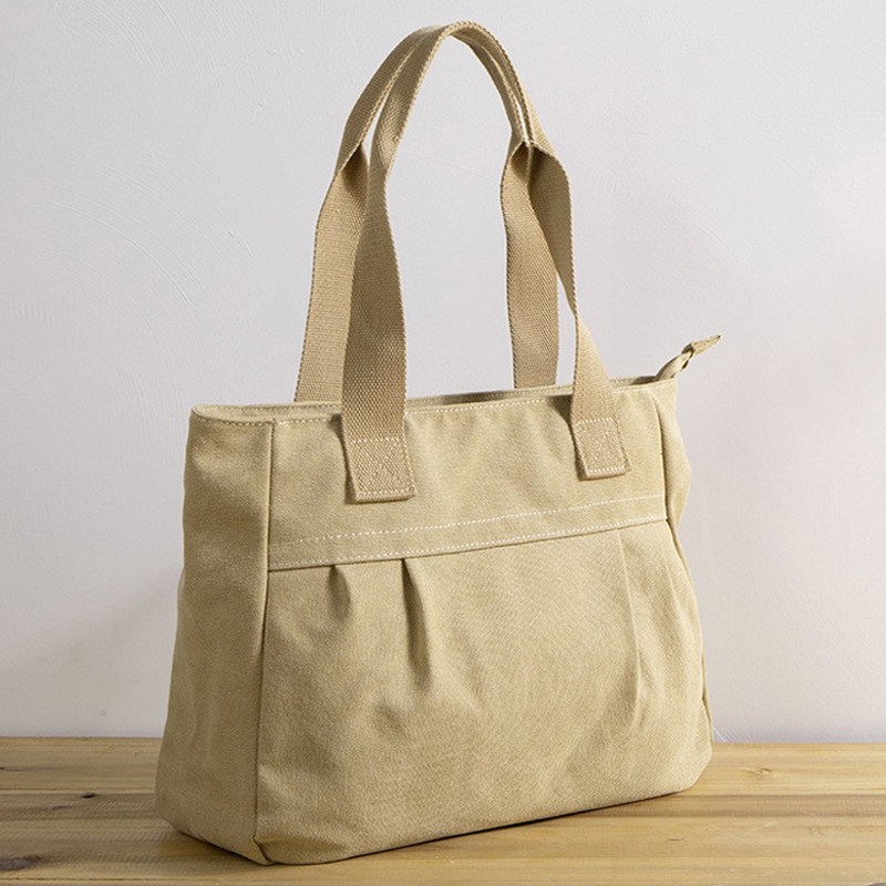 春夏大容量时尚女包纯色帆布手提包复古手拎包袋休闲上班单肩挎包