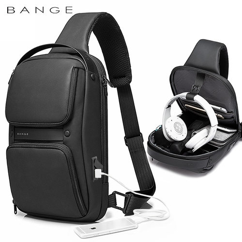 BANGE男包胸包韩版斜跨包男款单肩包休闲男士胸包Sling bag