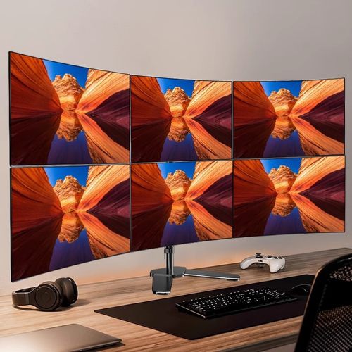 电脑显示器支架六屏 多屏拼接架子多应用桌面360旋转6屏架支尔成