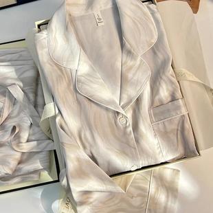 专柜品牌高端真丝睡衣套装带胸垫维多利亚轻奢家居服送闺蜜礼盒