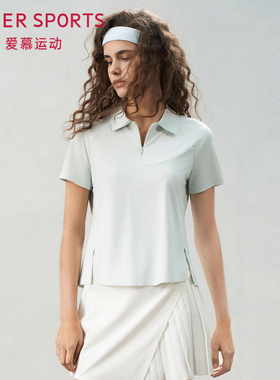 爱慕运动夏日练曲女士上衣翻领跑步休闲外穿短袖T恤AS143S91