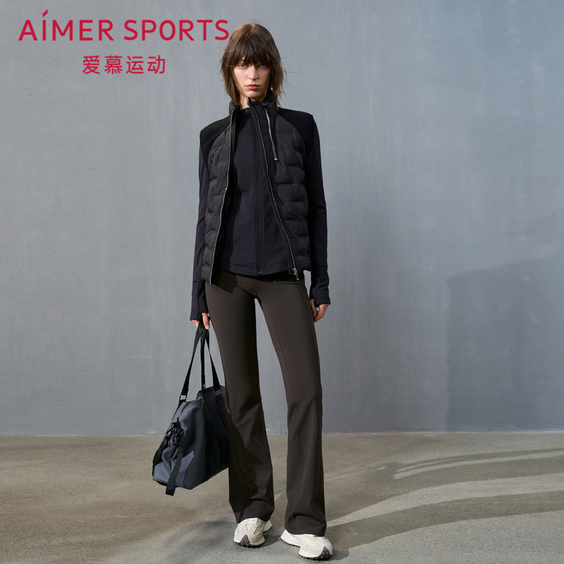 女士外穿微喇显瘦加绒运动长裤