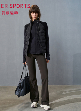 爱慕运动秋冬新品温暖冬野女士外穿微喇显瘦加绒运动长裤AS153T51