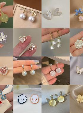 新款秋冬轻奢时尚耳饰小众设计高级感珍珠耳钉复古气质无耳洞耳夹