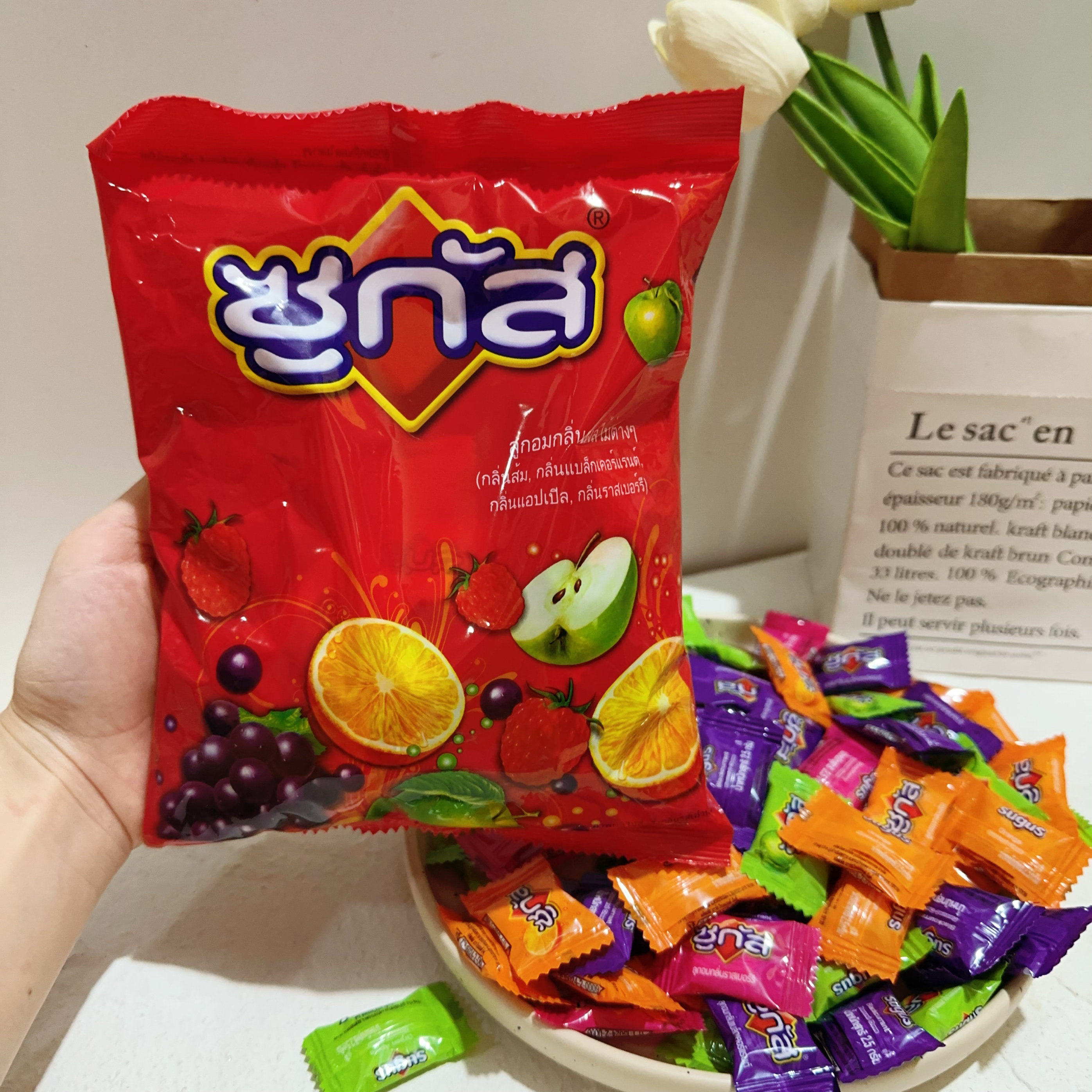 坠好吃的泰国水果糖！711同款瑞士混合水果软糖喜糖草莓蓝莓橙子