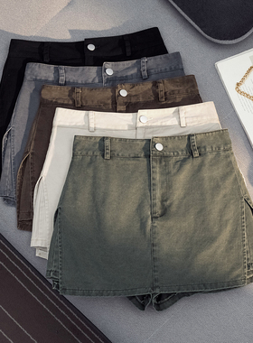 高腰牛仔短裤裙裤女2026夏季新款黑色百搭显瘦A字短裙宽松阔腿裤