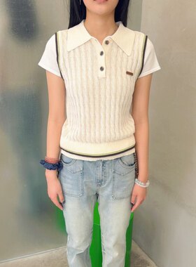 WEN买手店 AVVENN   新款时尚通勤日常穿搭针织polo短袖 米白色
