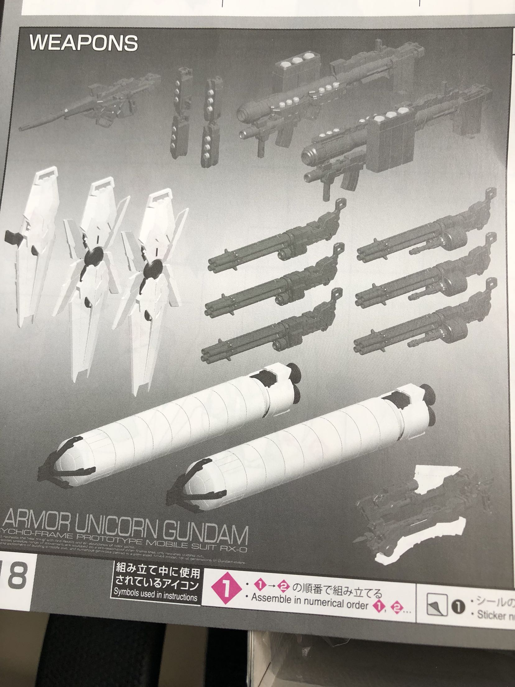 万代模型 RG 30 1/144  全装备 全武装独角兽 绿骨架  补件 盾牌