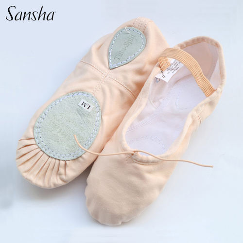 法国sansha三沙儿童帆布芭蕾舞鞋