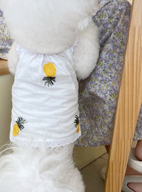 INS韩国夏季宠物衣服小狗绣花花边吊带裙子菠萝樱桃雏菊宠物用品