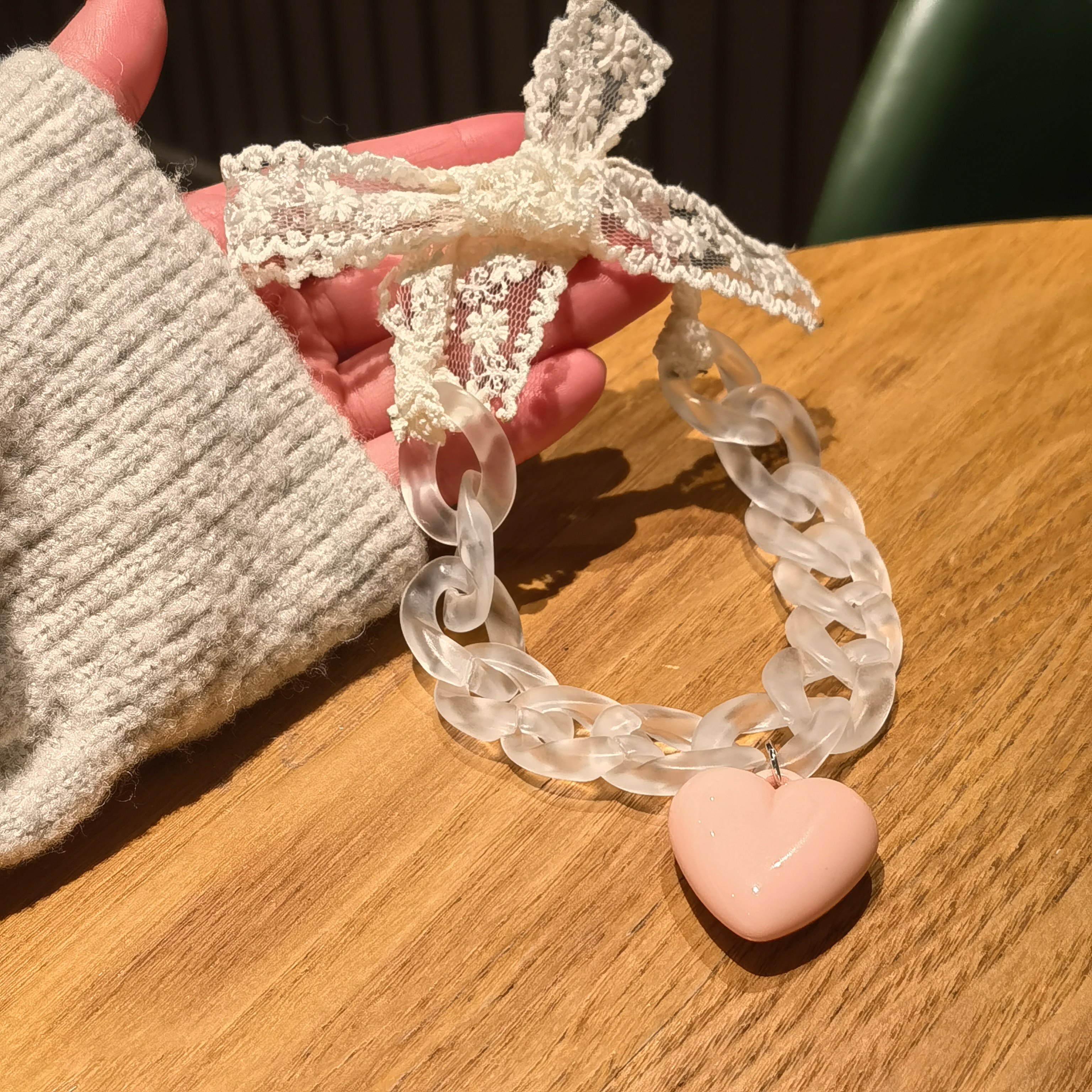 ins韩系猫狗蕾丝爱心项圈挂饰