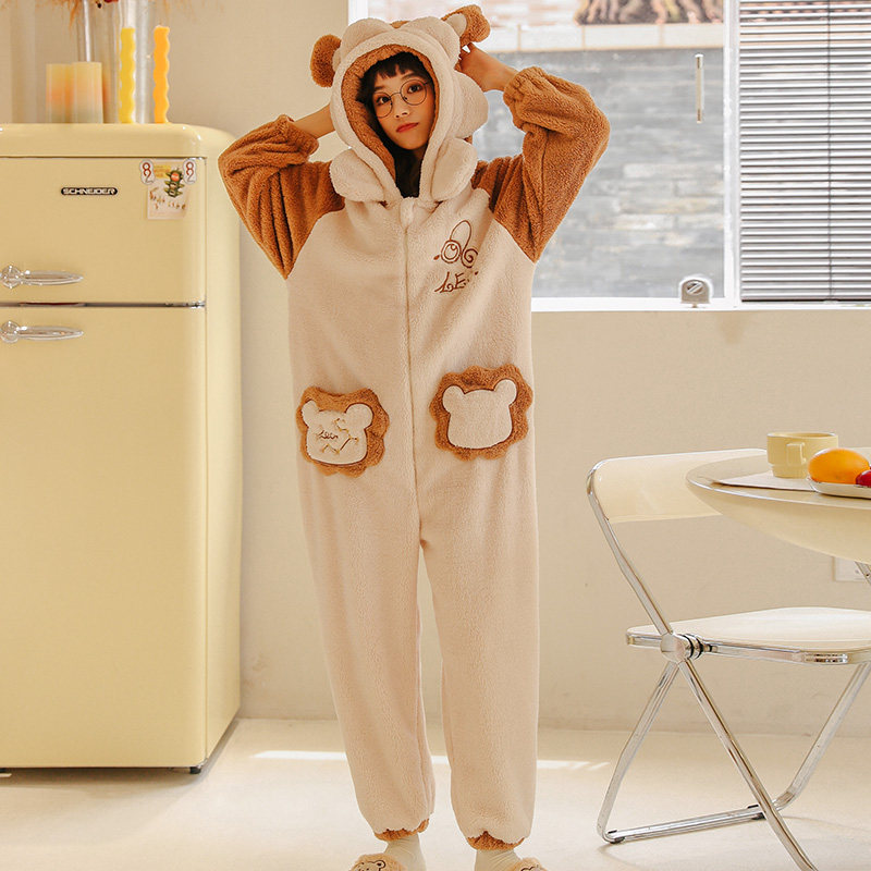 十二星座珊瑚绒睡衣女2022年新款秋冬季连体加厚加绒法兰绒家居服